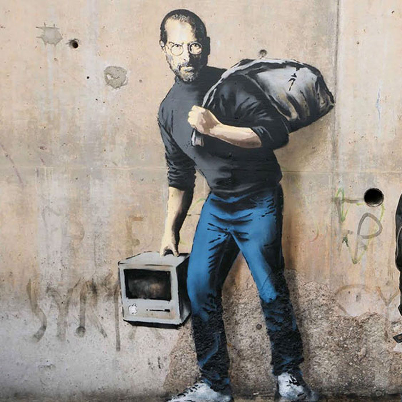 غرافيتي لبانكسي في كاليه: ستيف جوبز رمزا للمهاجر السوري